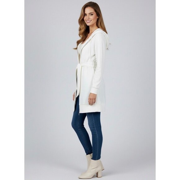Vtg Victoria's Secret Cozy Long Hooded Zip Belted Cardigan Sweater • Y2K Coquett - Picture 7 of 16